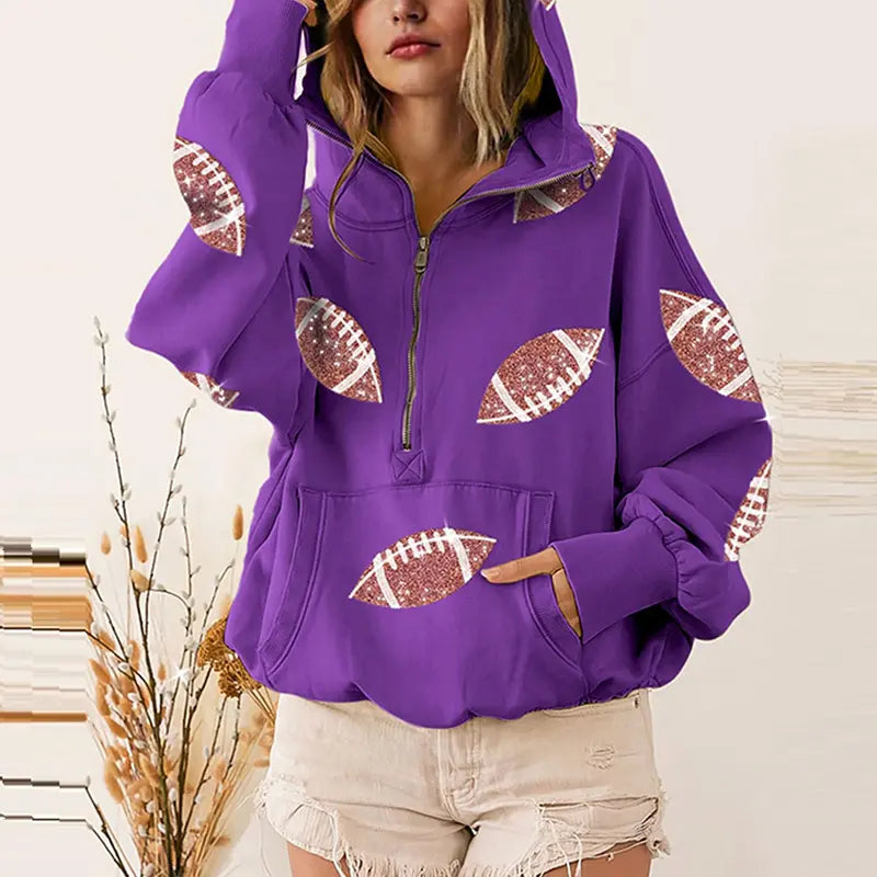 Women’s Game Day Sequin Zip Hoodie